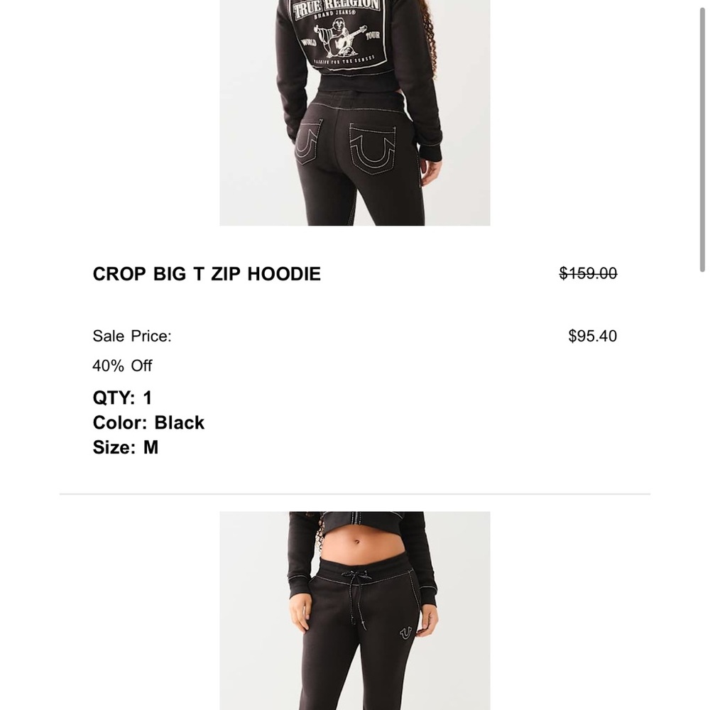 True Religion Black Zip Hoodie